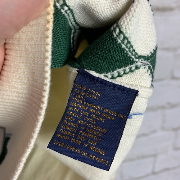 Tommy Hilfiger Golf Argyle Cream Crewneck Sweater - Picture 6 of 8